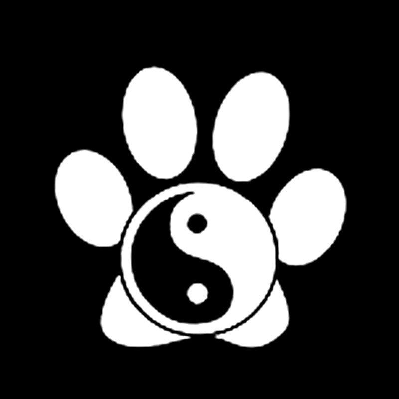15.5cm*14.8cm Dog Paw Print Yin Yang Funny Car-styling Vinyl Decals Car Sticker