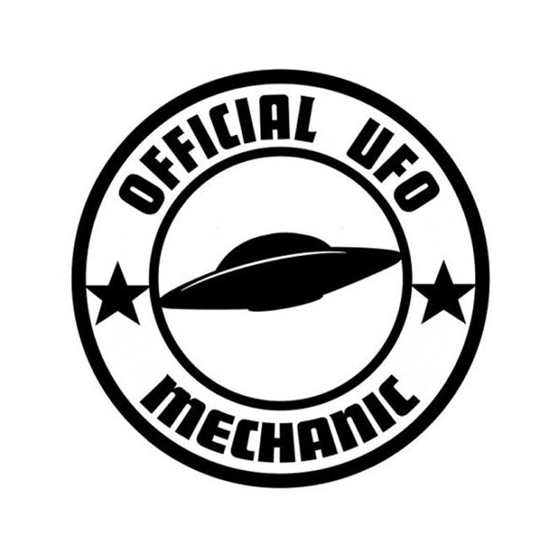 High-quality 18cm*18cm Car Styling Personality Official UFO Mechanic Funny Car Stickers