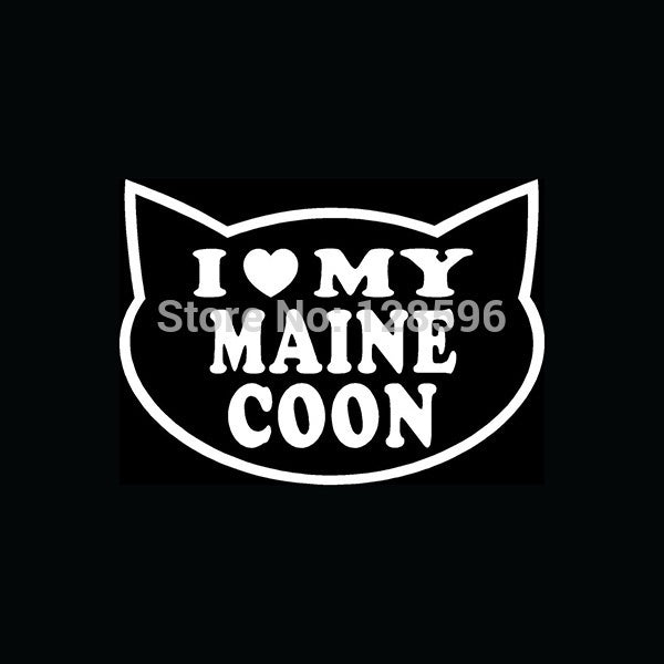 I LOVE MY MAINE COON CAT Sticker for Car Window Breed Kitten Heart Cute Gift
