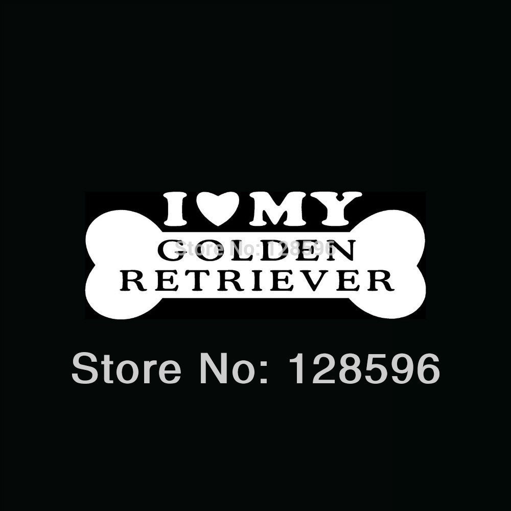 Hot I LOVE MY GOLDEN RETRIEVER Sticker Bone Vinyl Decal Dog Heart Puppy Car for Car Rear Windshield