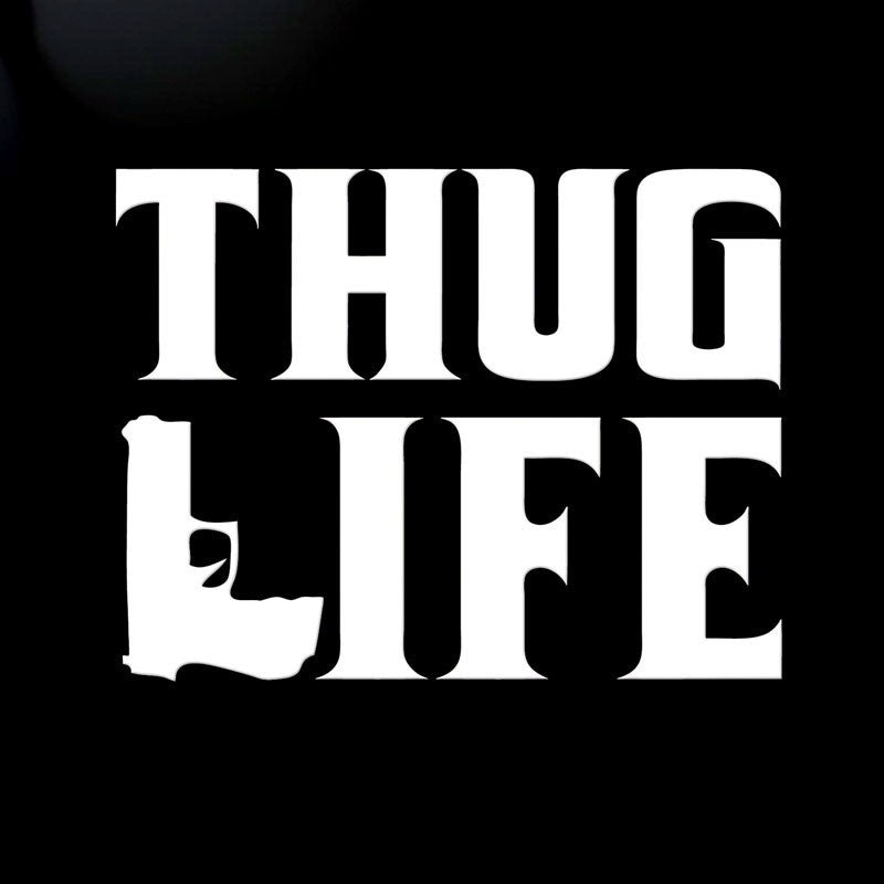 2017 NEW Funny stickers 15.2CM*12CM Thug Life Sticker Tupac gangster Funny Hater JDM Gun Decal Accessories Black Sliver C8-0829