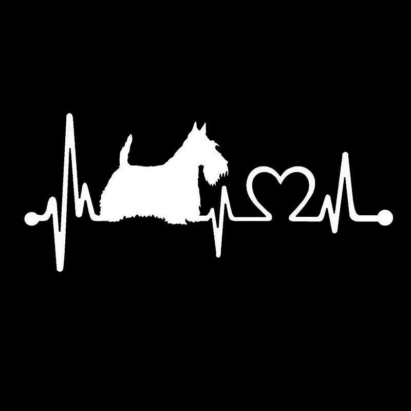 New Hot Funny stickers 17.8*7.7CM Scotty Scottish Terrier Heartbeat Dog Car Stickers Vinyl Decal Car Styling Accessories Black/Silver S1-0703