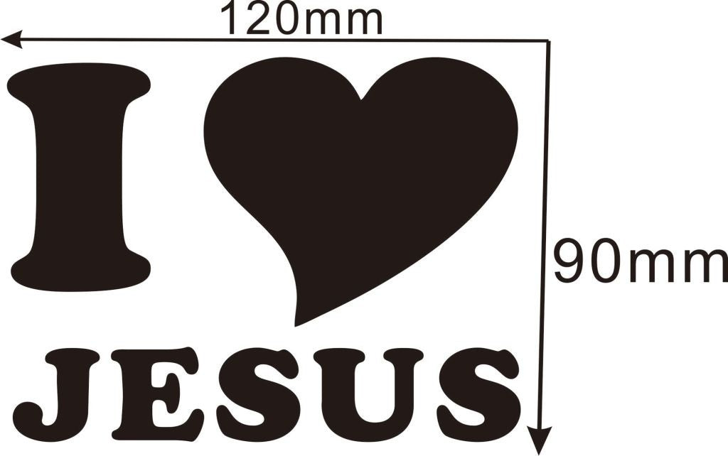 New Hot I Love/heart Jesus Christian Religious Car/van/truck/window/bumper Matte Black Sticker/decal,5 Colors,black,blue,silver,white,red Car Sticker
