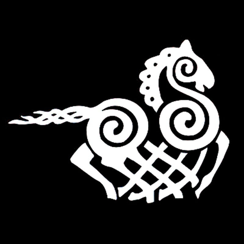 Fashion 12.7cm*9.4cm Cartoon Viking Odin Horse Vinyl Decal Black/Silver Car Sticker Car-styling