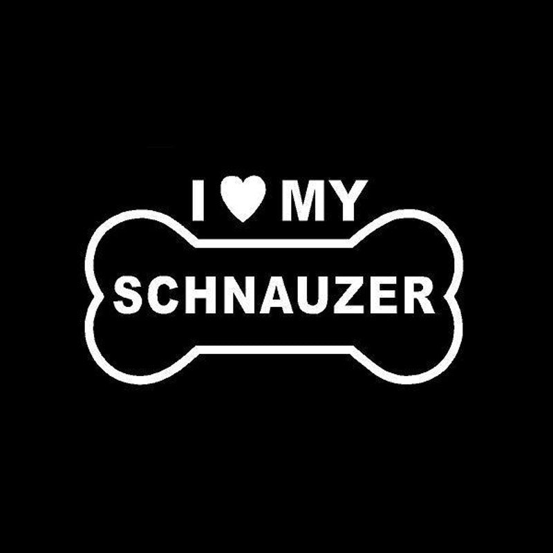 2018 NEW 12.5cm*7cm Personalized Creative I Love My Schnauzer Bone Car Stickers