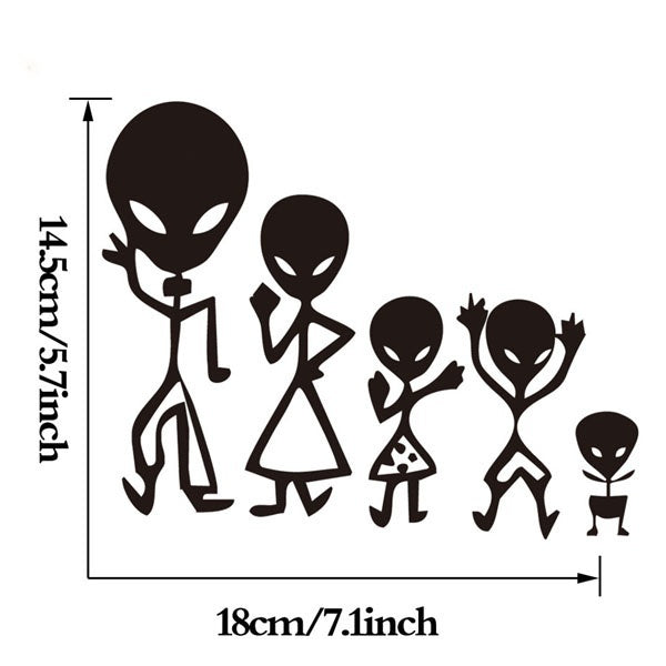 New Fashion 1PCS 14.5*18CM Alien Family Car Stickers Images Decorative Vinyl Adhesive Decals Funny Car Styling Cartoon Stickers