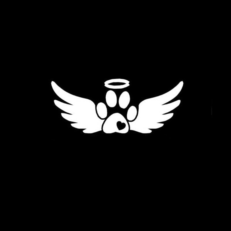 Fashion 15cm*6cm Angel Wings Dog Paw Vinyl Car Sticker Decal