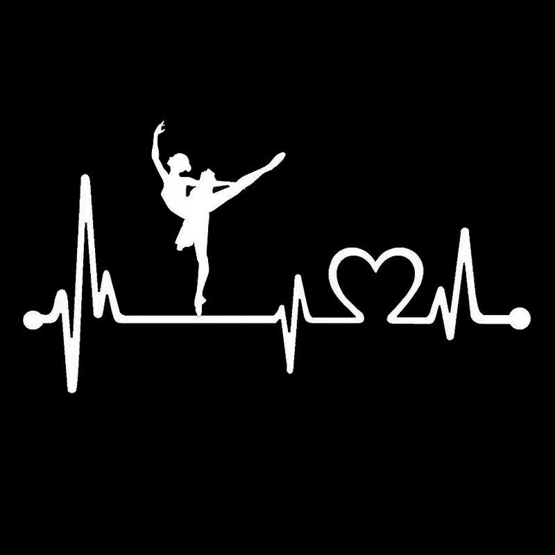 New Fashion 19cm*10.2cm Ballet Ballerina Dance Heartbeat Lifeline Personality Body Car Stickers Accessories