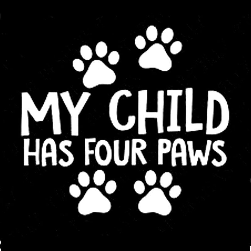 New Fashion 13.5CM*12.3CM My Child Has Four Paws Car Truck Vinyl Decal Sticker Dog Cat Pet Cute Car Styling Car Sticker