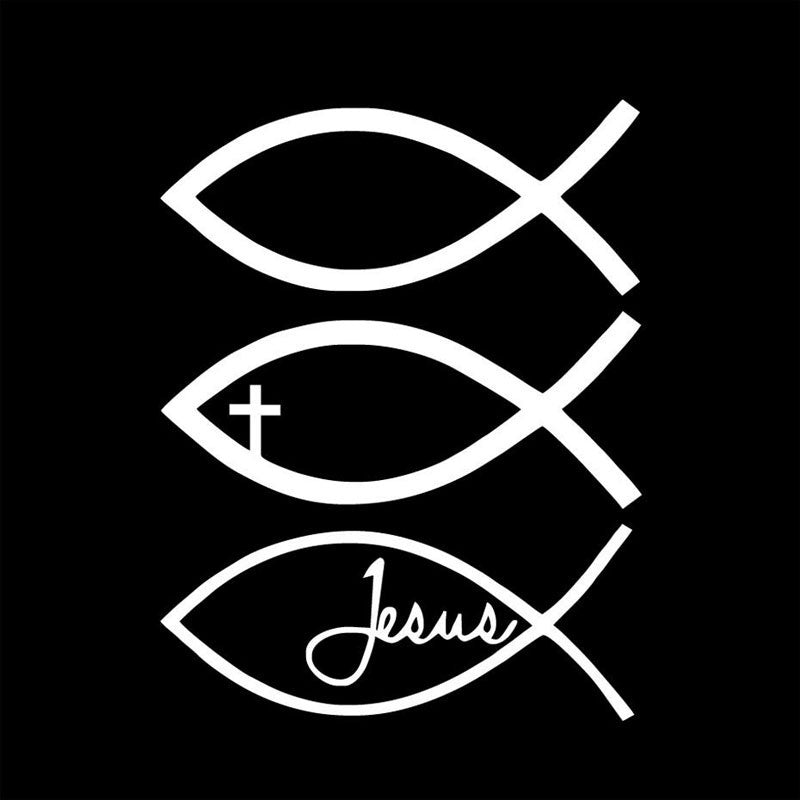 New Hot 9.6CM*12.8CM Jesus Fish God Christian Cross Vinyl Sticker Decal Car Sticker