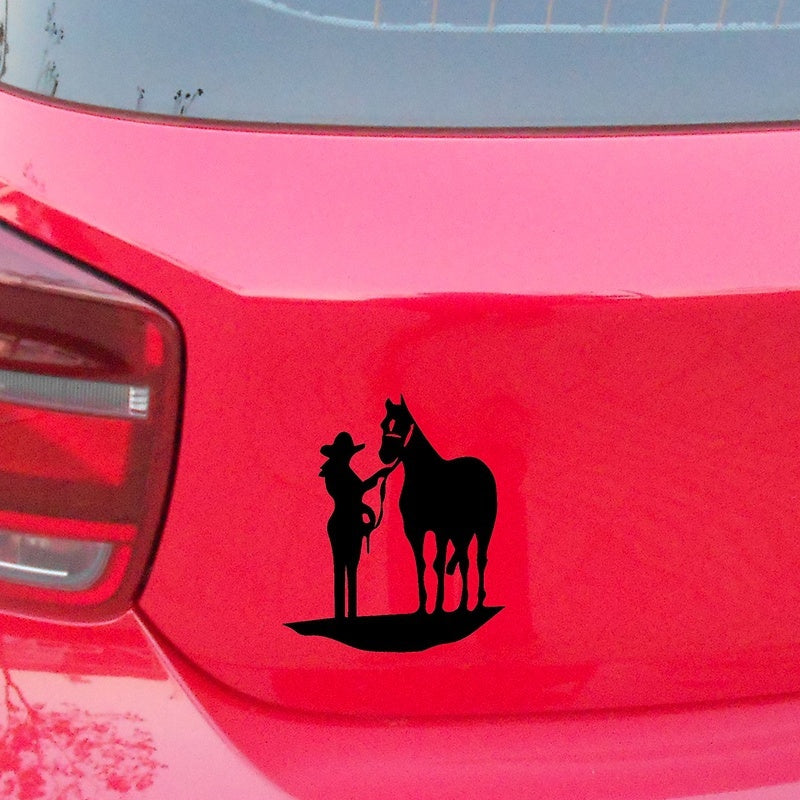 2018 NEW 1PCS 15*15cm Cowboy Cowgirl Horse Vinyl PVC Funny Car Sticker Decal Car Decoration Accessories