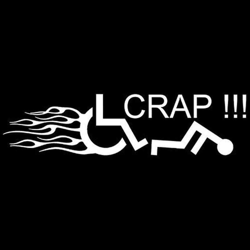 New Fashion 22.9CM*5.7CM Flamed Wheelchair Crap Decal Sticker Handicap Car Sticker And Vinyl Car Styling