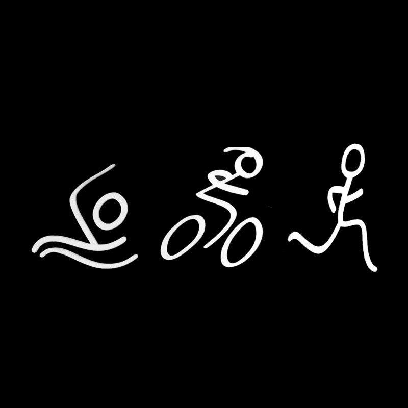 High-quality 15*5.6CM Simple Triathlon Sticker Swim Bike Run Automotive Styling vinyl Decals Black/Silver