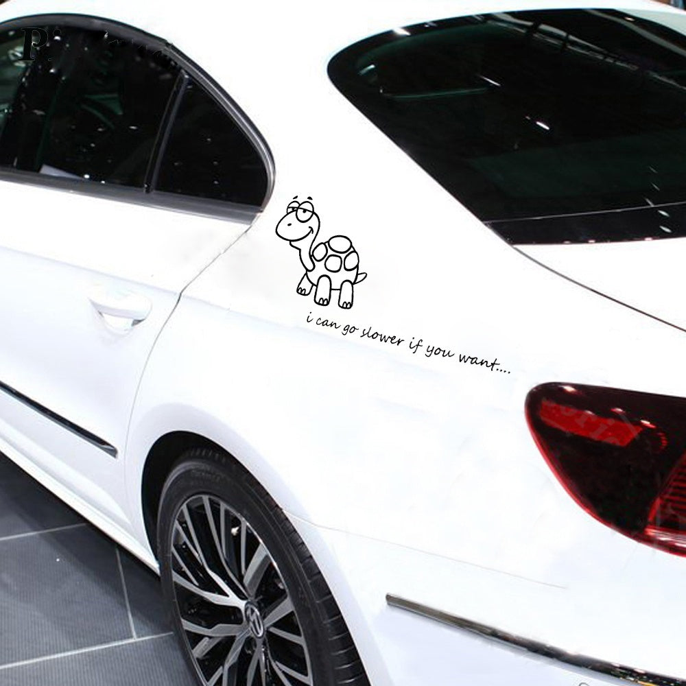 Hot 1PCS 10" Wide Tortoise Vinyl Sticker Decal Funny Sticker Cute Car Styling Car Stickers Black White