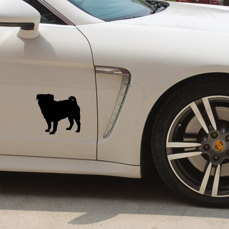 Hot 1PCS 18.5*20CM Pug Cute Pet Dog Motorcycle Car Vinyl Decorative Stickers Window Glass Decals