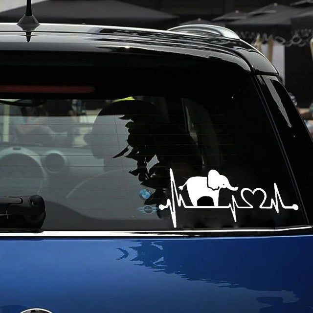 2018 NEW 1PCS 20.3cm*8.9cm Elephant Heartbeat Monitor Vinyl Car Styling Car Sticker