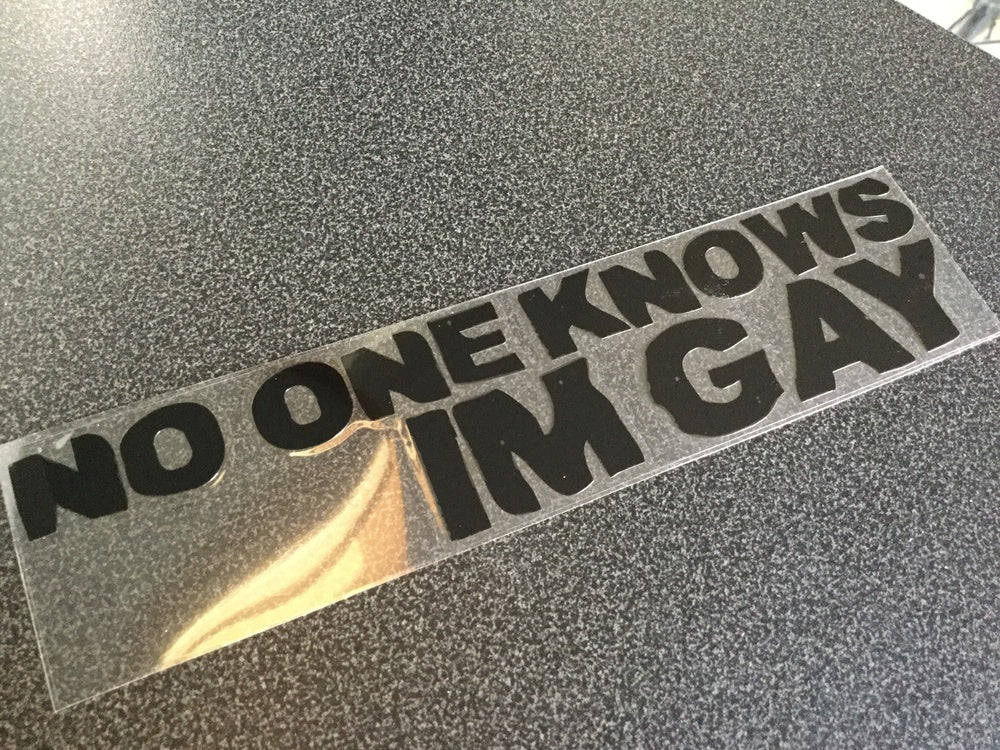 Hot NO ONE KNOWS IM GAY Funny Car Bumper Sticker