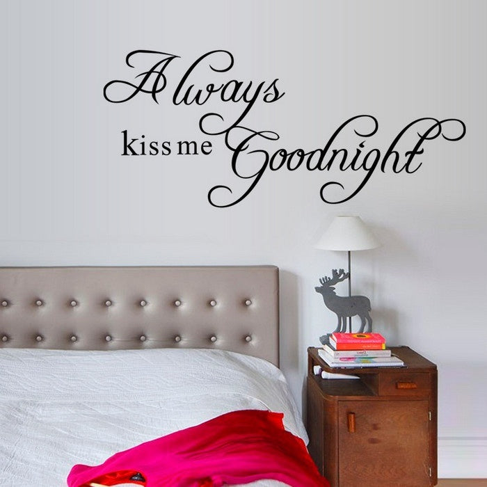 High-quality Always Kiss Me Goodnight Cute Quote DIY Art Wall Sticker Decals Living/Bed Home Decoration Removable Sale