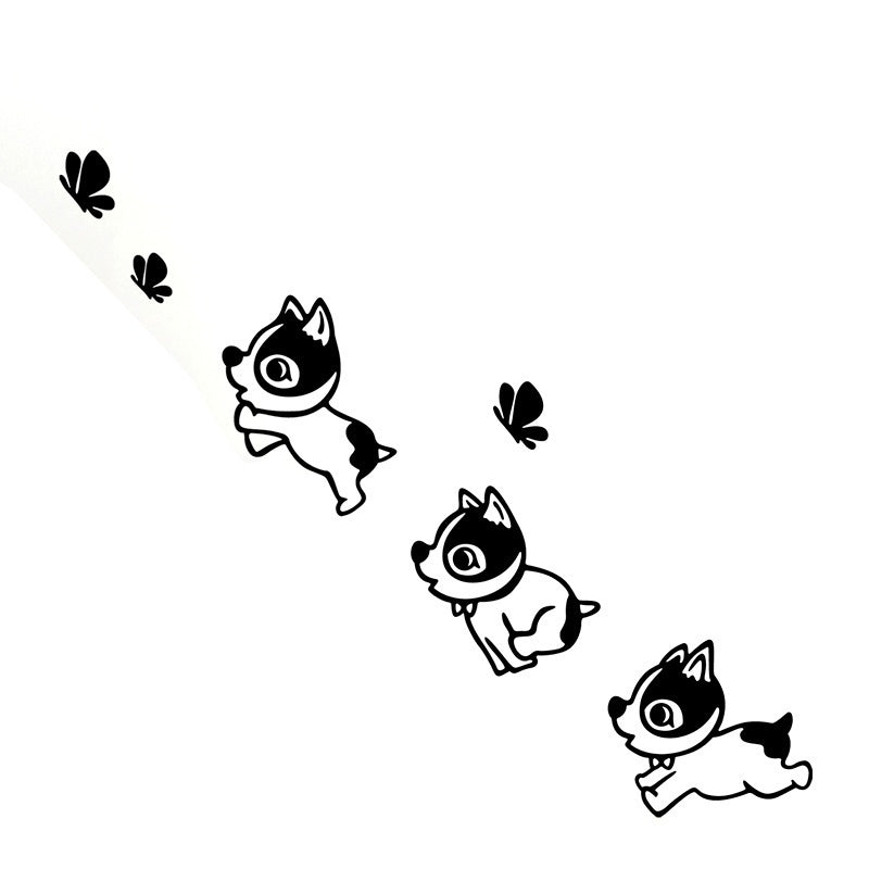 New Hot Baby Dogs Puppies Butterfly Vinyl Wall Stickers Stairs Decor