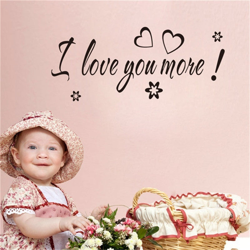 New Hot I LOVE YOU MORE! Vinyl Wall Love Cute Romantic Quotes Saying Decal Sticker