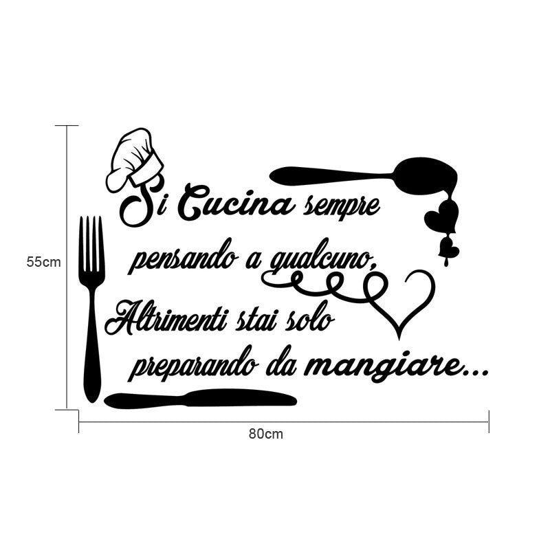 New Fashion grandi adesivi murali cucina Si cucina sempre-(80cmx55cm)