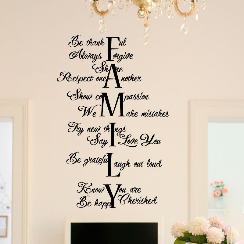 High-quality Vinyl Wall Decal Family Quote