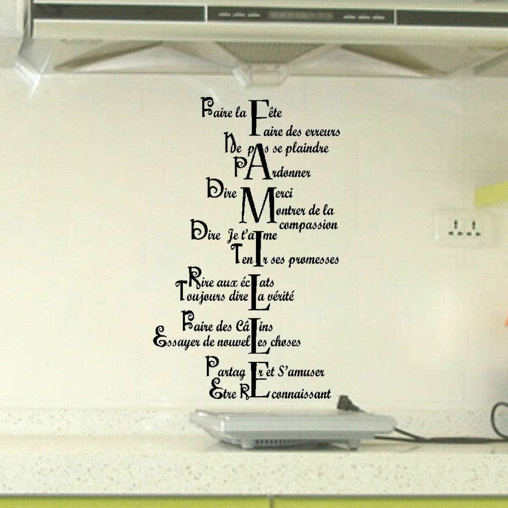 High-quality French Pattern family quote wall sticker for living room home decor