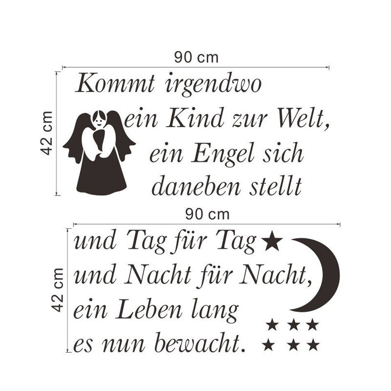 Fashion Kommt irgendwo ein Kind Wandtattoo Angel zur Geburt Neugeboren Wunschnamen decor