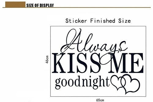 High-quality Always kiss me goodnight Wall Sticker Decal Decor Bedroom Art