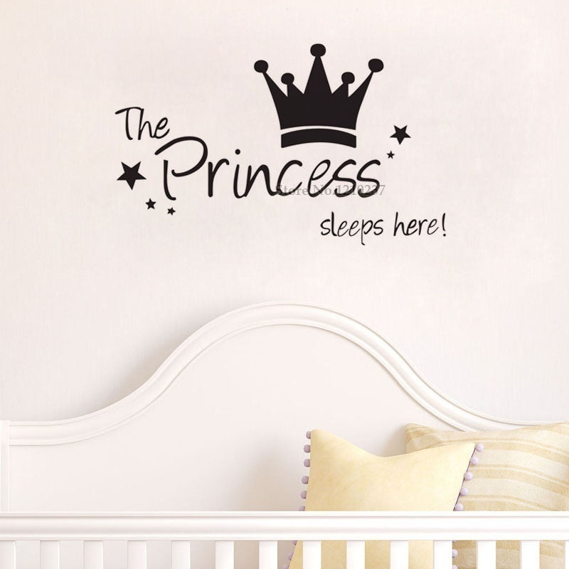 2018 NEW The Princess wall sticker Sleeps Here wall art decals living room decorative stickers wallpaper quote