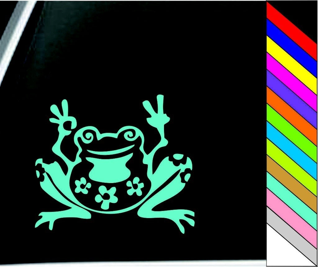 Fashion Funny Frog Peace Decal Sticker for Window Cute Car Truck Bumper Decor Waterproof Decal