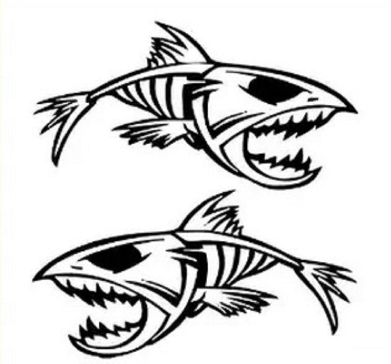 High-quality 2Pcs/lot Mouth to Mouth Skeleton Tribal Fish Vinyl Decal Kayak Fishing Car Truck Boat Stickers Car Window Bumper Car Accessories