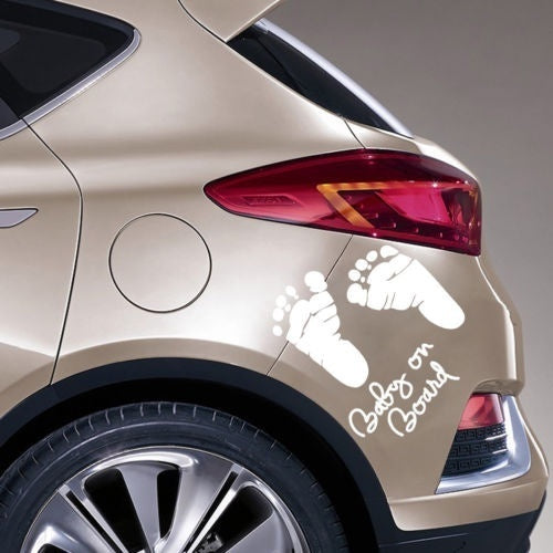 High-quality Cute Footprint Baby on Board Car Window Sticker Decal Decoration