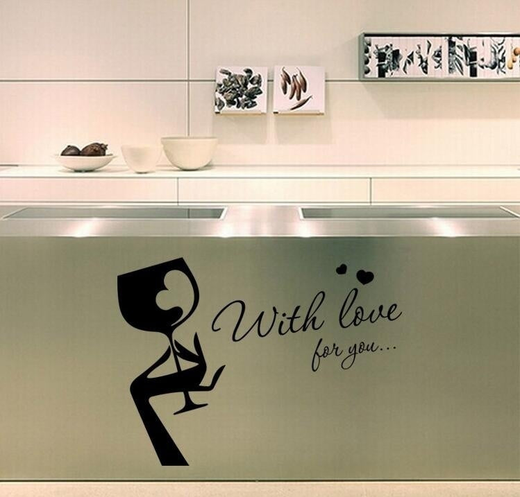 Hot English Kitchen Wall Post with Love for You Kitchen Wall Stickers Home Decor Living Room Decoration Stickers