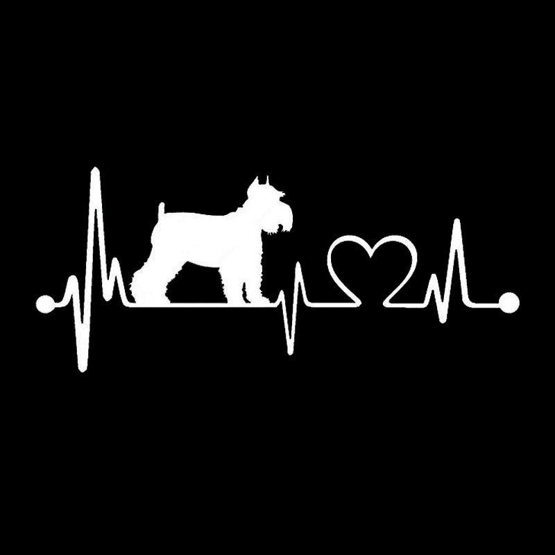 Schnauzer Heartbeat Dog Car Stickers Waterproof Vinyl Decal Car Styling Bumper Decoration