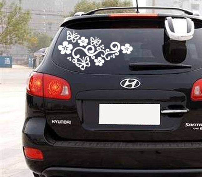 New Fashion Cover Scratches Flower Vine Butterfly Lace Car Personality Landscaping PVC Car Sticker
