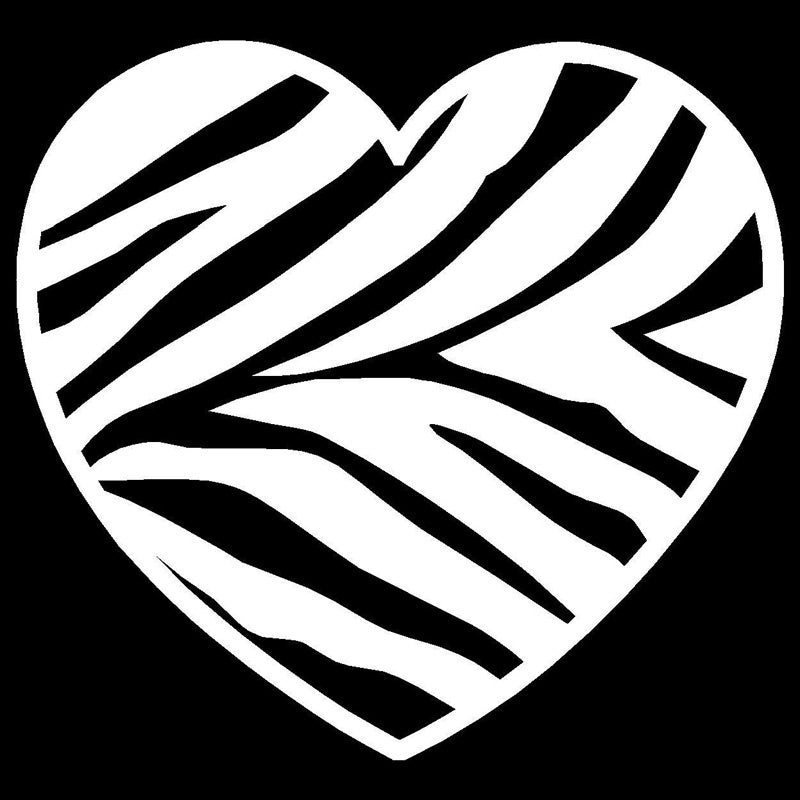 New Fashion 10cm*9.5cm Zebra Print Heart Vinyl Car-Styling Car Sticker
