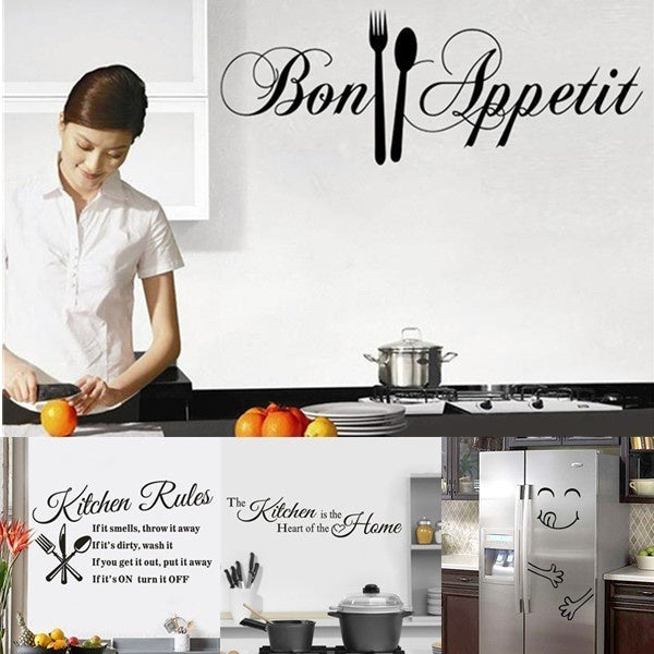 Kitchen Restaurant Wall Sticker DIY Decal Mural Home Decor 58 x 18cm