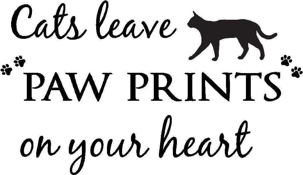 Fashion Cats leave paw prints on your heart cute pet vinyl wall quotes decals sayings art lettering