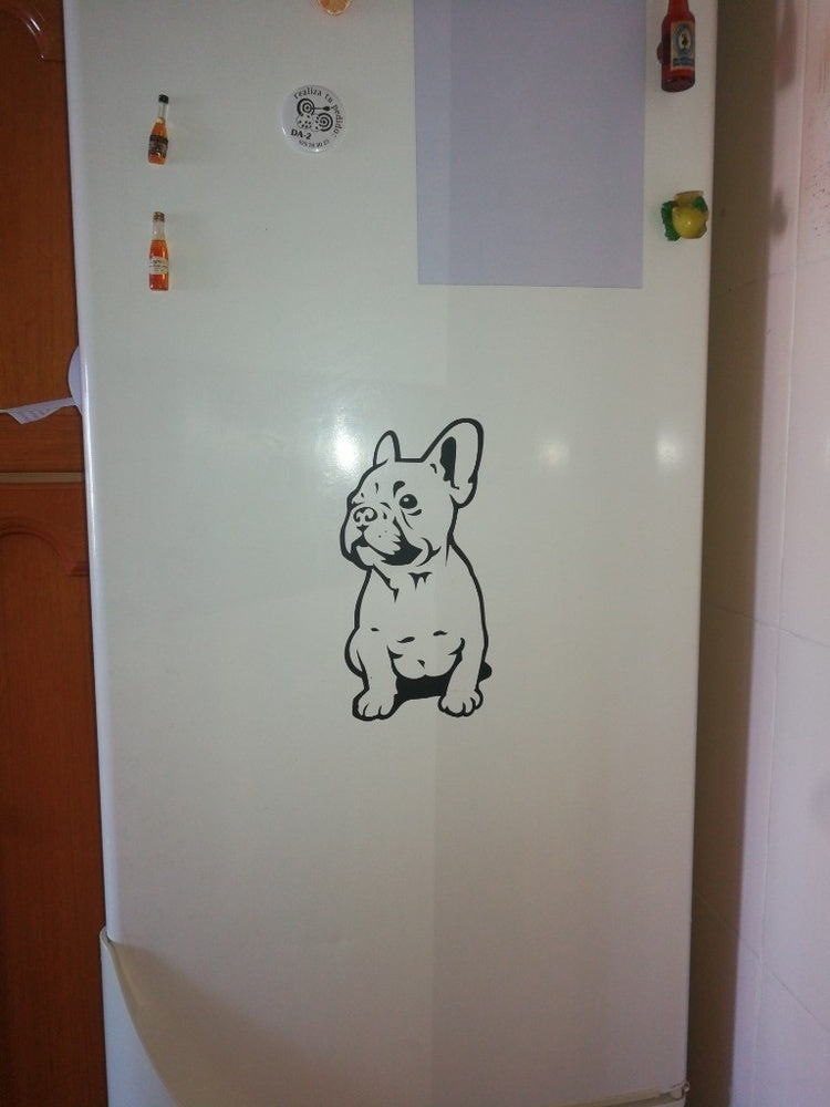 2018 NEW Creative applique French Bulldog puppy home decoration PVC wall stickers (Color: Black)