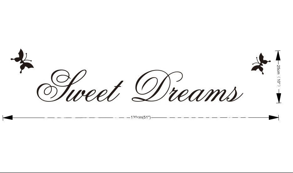 2018 NEW English Quote''SWEET DREAMS ''Vinyl Wall Decals Removable Waterpoof Wall Sticker Manufacture