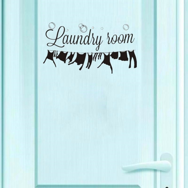 New Fashion Solid Color Wall Arts Home Decor Bathroom Laundry Signs Laundry Room Removable Wallpaper Wall Sticker Window Stickers