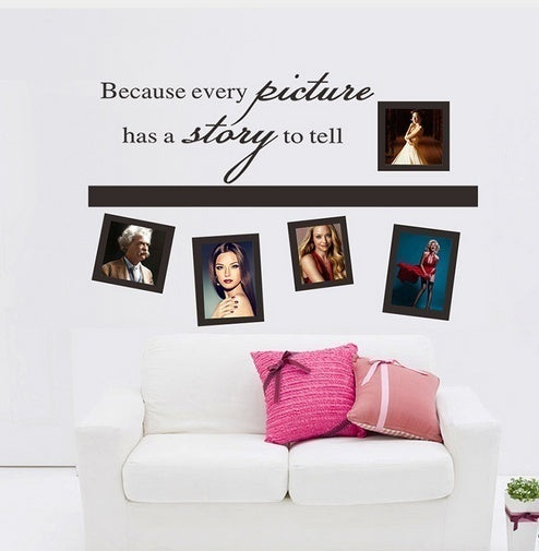 New Fashion Removable Po Frame Wall Sticker Black Vinyl Decals Because Every Picture Has A Story To Tell Stickers Home Decor Living Room