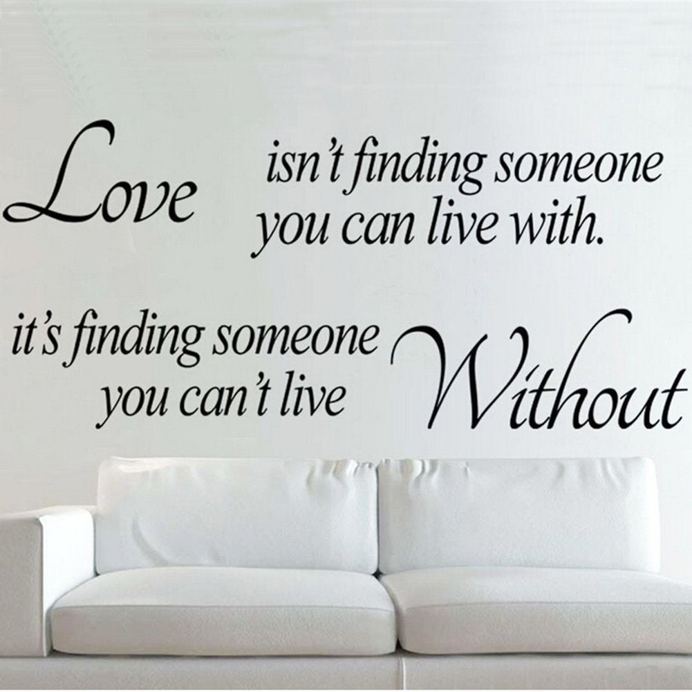 New Brand Wall Sticker Decal Mural Self Adhesive Paper Art Deco (Love Without Quote Sticker)