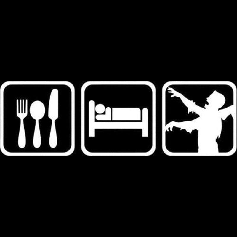 High-quality YJZT 16.4CMX5.2CM Funny Eat Sleep ZOMBIE Hunting Vinyl Car-styling Car Sticker Decals Black/Silver Accessories