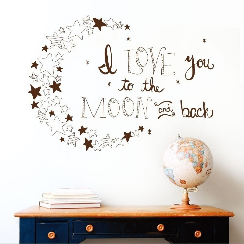 8 Colors I Love You To The Moon and Back Again Quotes Wall Decals Decorative Stickers Girls Room Removable Vinyl Posters