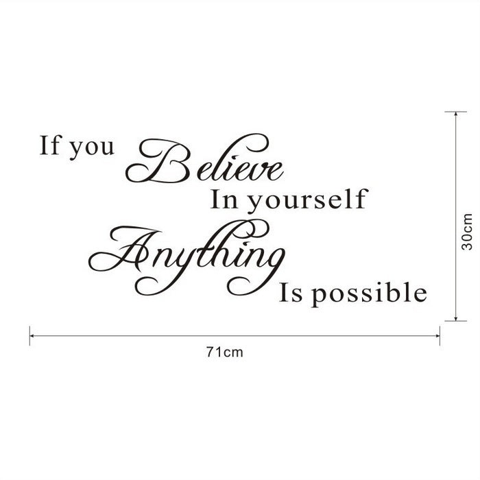 Sale Believe In Yourself Home Decor Creative Quote Wall Decal Removable Vinyl Wall Sticker