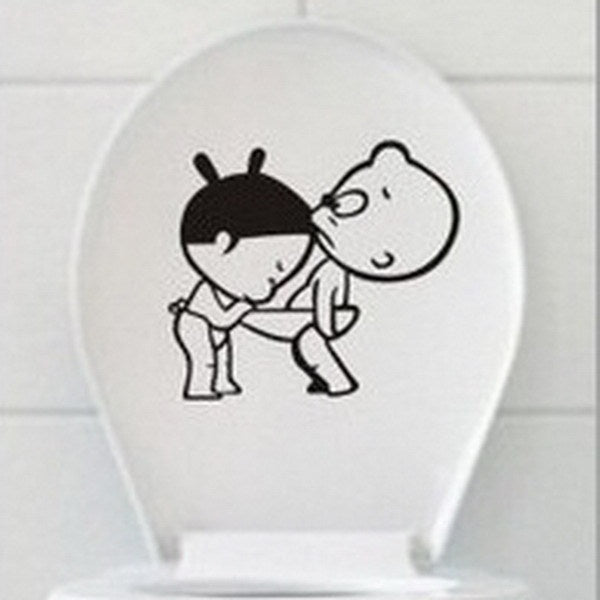 New Hot Cartoon PVC Creative Toilet Stickers Bathroom Wall Stickers