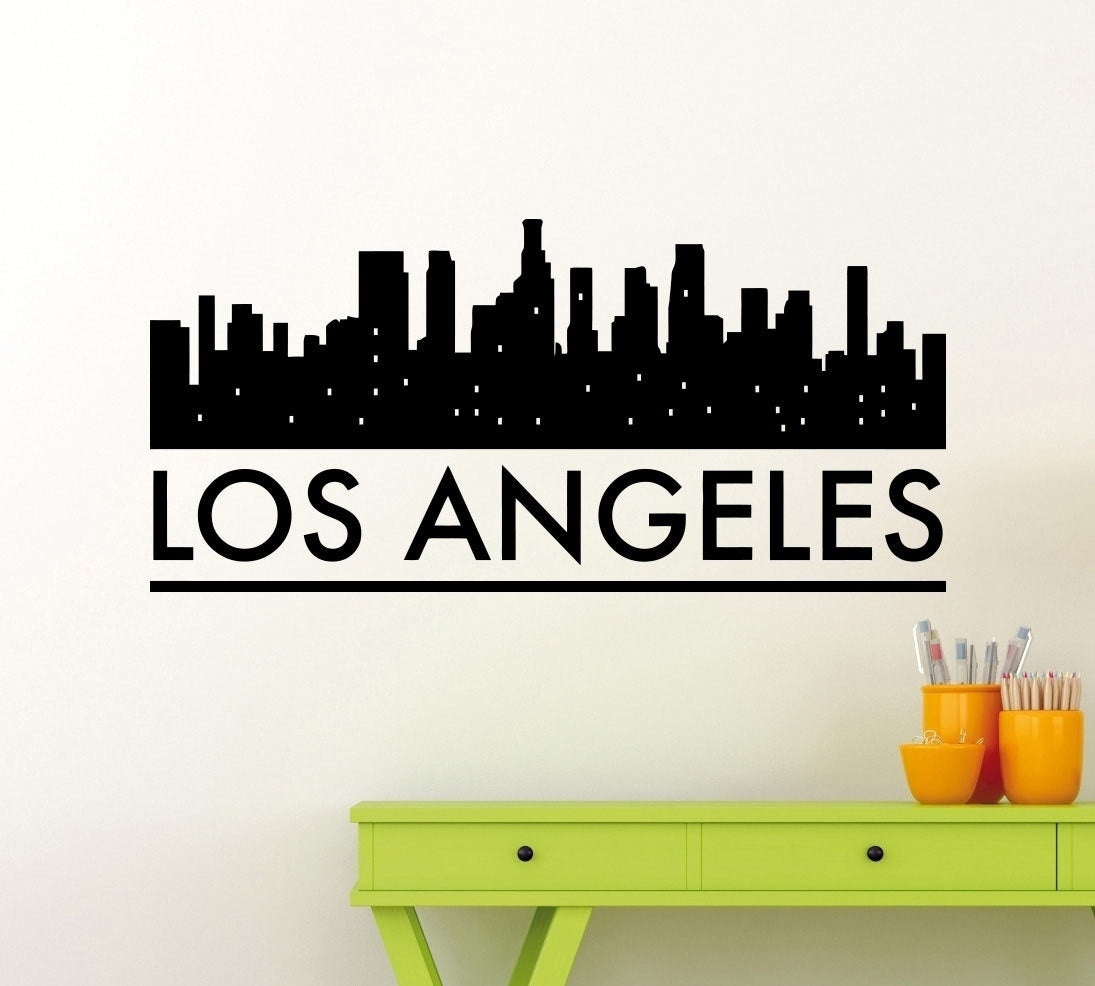 Fashion Los Angeles Skyline Wall Sticker California State Vinyl Decal Wall Art Home Interior Decoration Waterproof High Quality Mural (487xx)