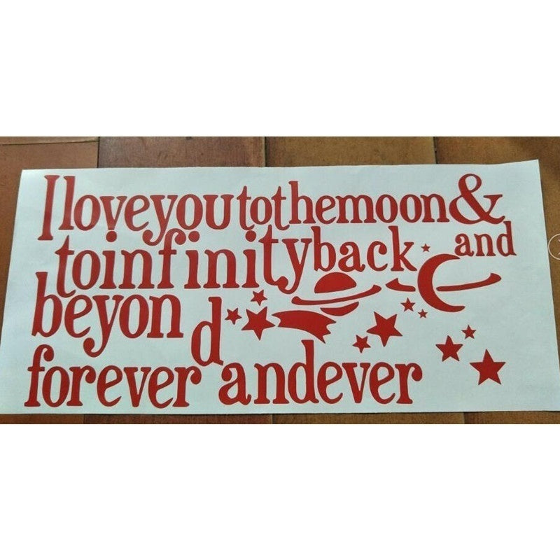 Exquisite I love you to the moon Saying Quote mural Home Decor Art Removable Vinyl Wall Sticker Decals